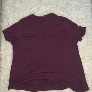 Maroon shirt, open front